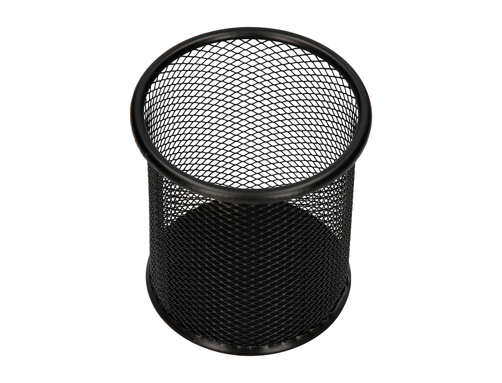 POT  CRAYONS Q-CONNECT MAILLE MTALLIQUE HAUTEUR 105MM DIAMTRE 86MM COLORIS NOIR