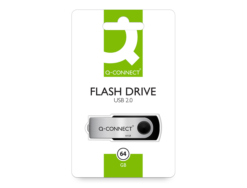 CL USB Q-CONNECT 2.0 64GB VITESSE LECTURE 18MB/S CRITURE 12MB/S CAPUCHON ROTATIF