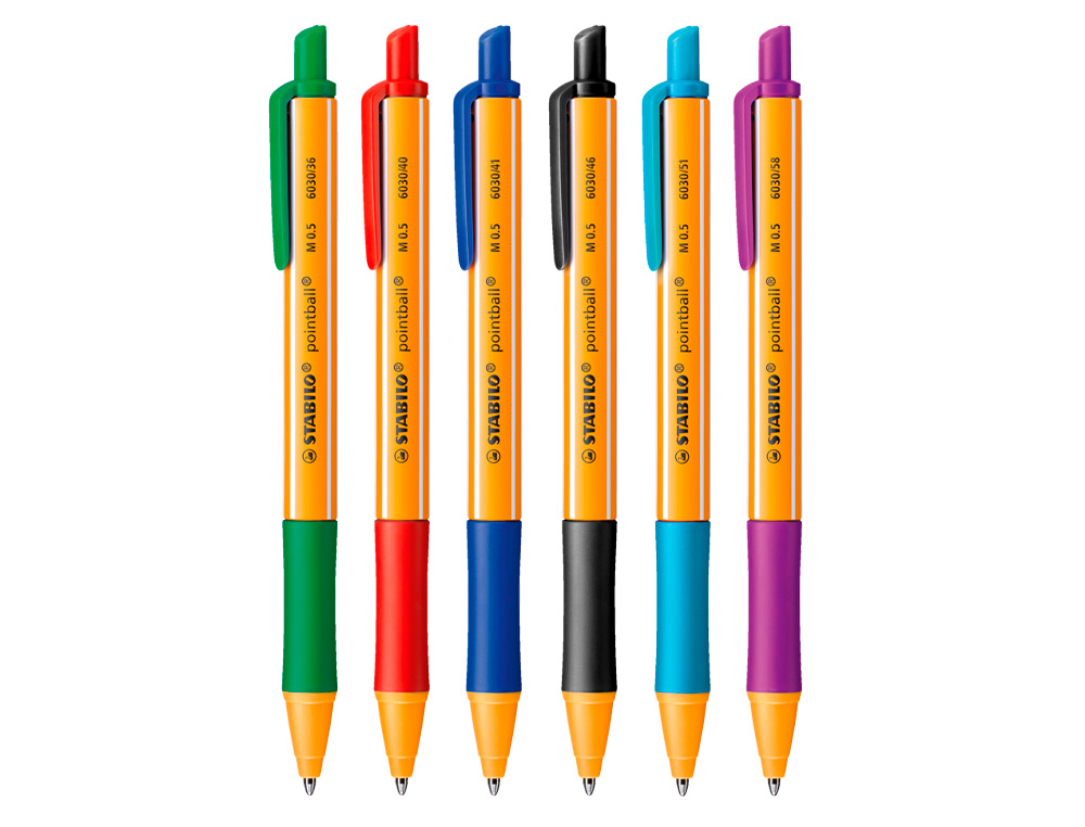 STYLO-BILLE STABILO POINTBALL PLASTIQUE RECYCL 3500M D'CRITURE RECHARGEABLE RTRACTABLE GRIP ANTIDRAPANT BLEU