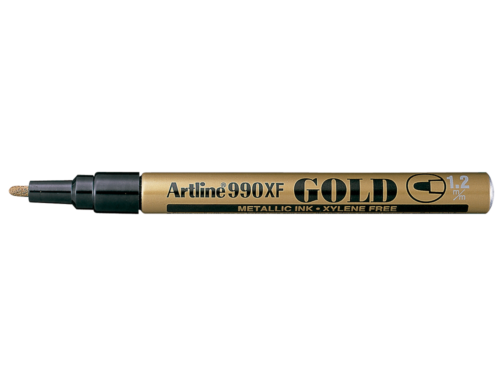 MARQUEUR ARTLINE PERMANENT POINTE FINE CONIQUE 1.2MM TOUS SUPPORTS CORPS MÉTAL ENCRE PIGMENTÉE RÉSISTE EAU OR