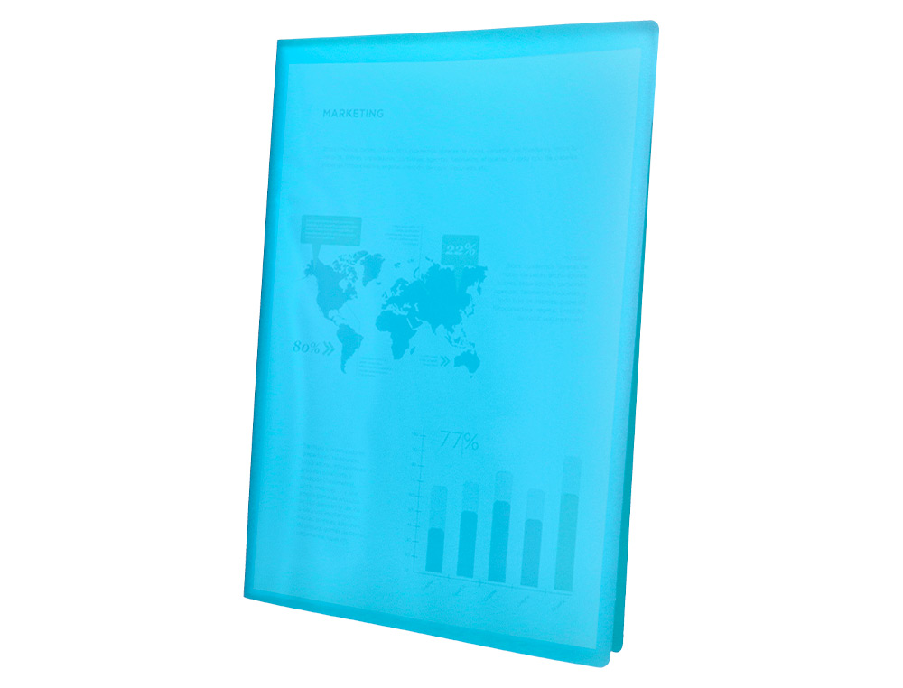PROTÈGE-DOCUMENTS LIDERPAPEL POLYPROPYLÈNE COUVERTURE FLEXIBLE 60 POCHETTES FIXES A4 210X297MM BLEU TRANSLUCIDE