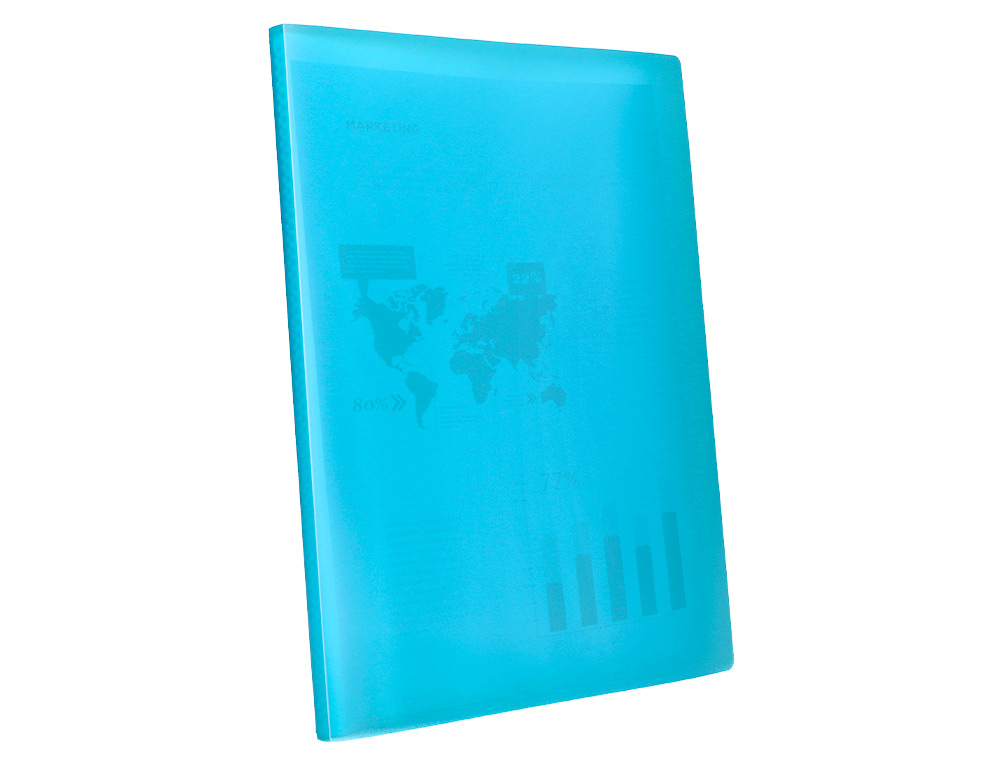 PROTÈGE-DOCUMENTS LIDERPAPEL POLYPROPYLÈNE COUVERTURE FLEXIBLE 60 POCHETTES FIXES A4 210X297MM BLEU TRANSLUCIDE