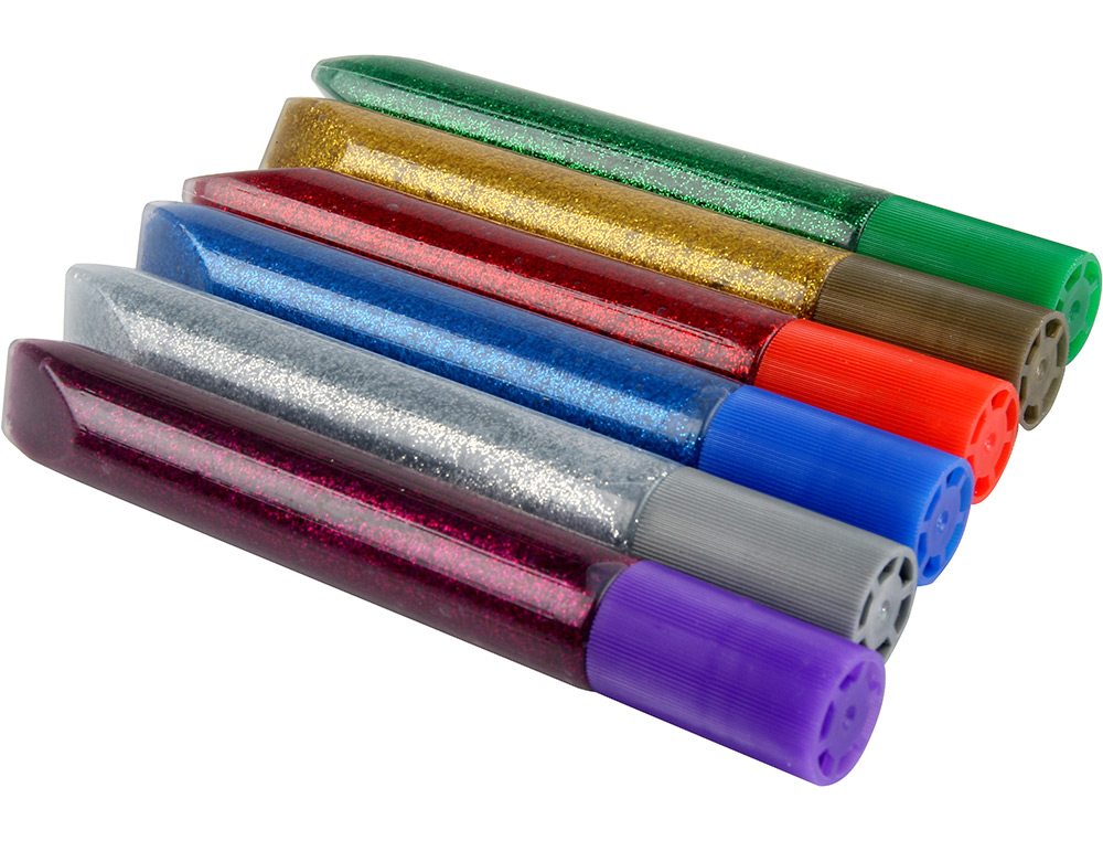 COLLE PAILLETÉE LIDERPAPEL COLORIS ASSORTIS MÉTALLISÉS BLISTER 6 UNITÉS 10G