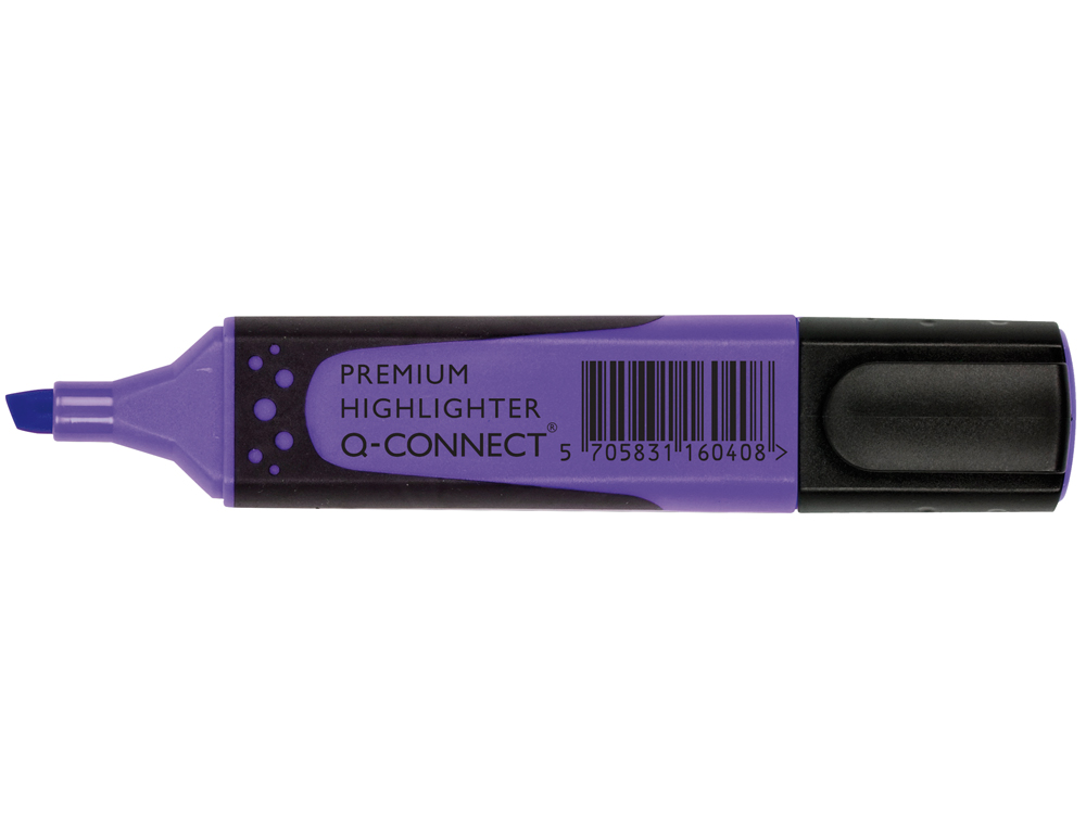 SURLIGNEUR Q-CONNECT PREMIUM POINTE BISEAUTE ENCRE BASE EAU CORPS COULEUR ENCRE GRIP CAOUTCHOUC CAPUCHON CLIP VIOLET