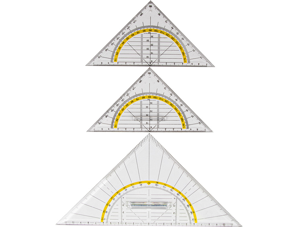 ÉQUERRE GÉOMÉTRIE LIDERPAPEL GRADUÉE LONGUEUR CÔTÉ MAJEUR 50CM DIMENSION HYPOTÉNUSE 16CM PLASTIQUE SANS PRÉHENSION FIXE