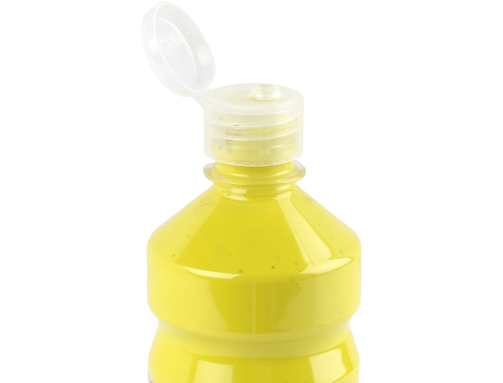 GOUACHE SCOLAIRE LIDERPAPEL LIQUIDE LAVABLE FERMETURE SCURIT BRILLANTE COLORIS JAUNE CITRON FLACON 500ML