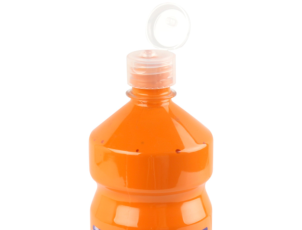 GOUACHE SCOLAIRE LIDERPAPEL LIQUIDE LAVABLE FERMETURE SÉCURITÉ BRILLANTE COLORIS ORANGE 1000ML