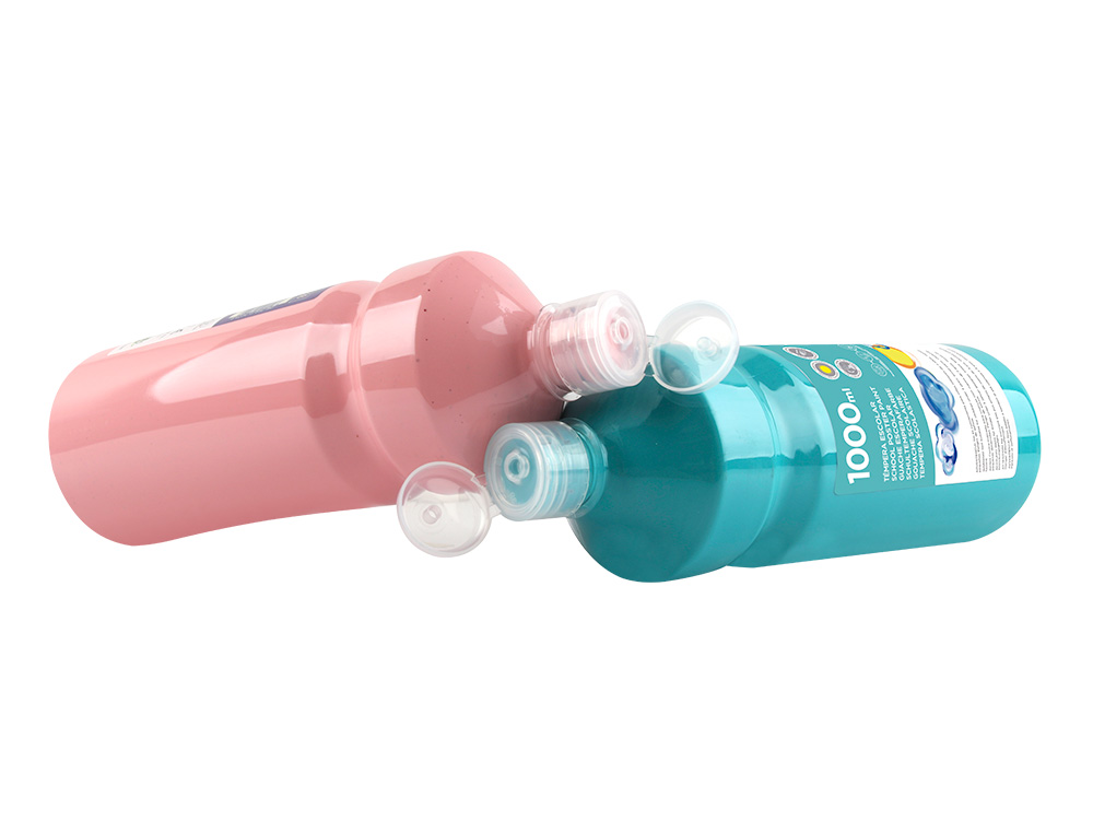 GOUACHE SCOLAIRE LIDERPAPEL LIQUIDE LAVABLE FERMETURE SÉCURITÉ BRILLANTE COLORIS TURQUOISE FLACON 1000ML