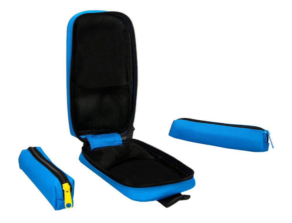 TROUSSE OVALE ANTARTIK AVEC 4 COMPARTIMENTS 230 X 50 X 120  MM BLEU