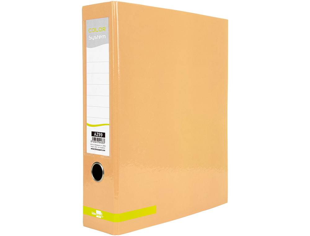CLASSEUR A LEVIER LIDERPAPEL A4 COLOR SYSTEM DOS DE 80 MM COLORIS PECHE
