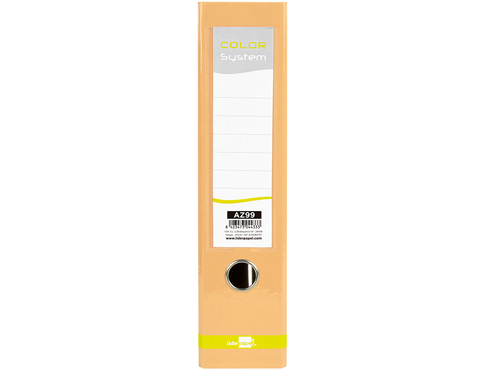 CLASSEUR A LEVIER LIDERPAPEL A4 COLOR SYSTEM DOS DE 80 MM COLORIS PECHE
