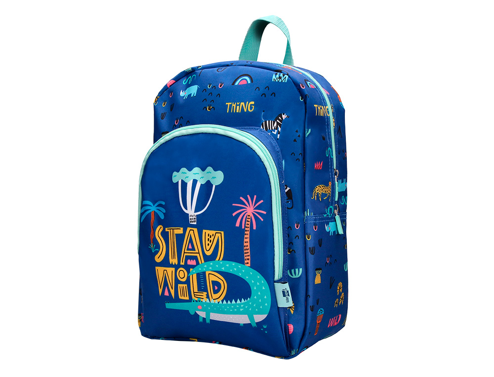 SAC A DOS LIDERPAPEL BABY SAFARI MOTIF COCODRILE        330X100X250MM COLORIS BLEU