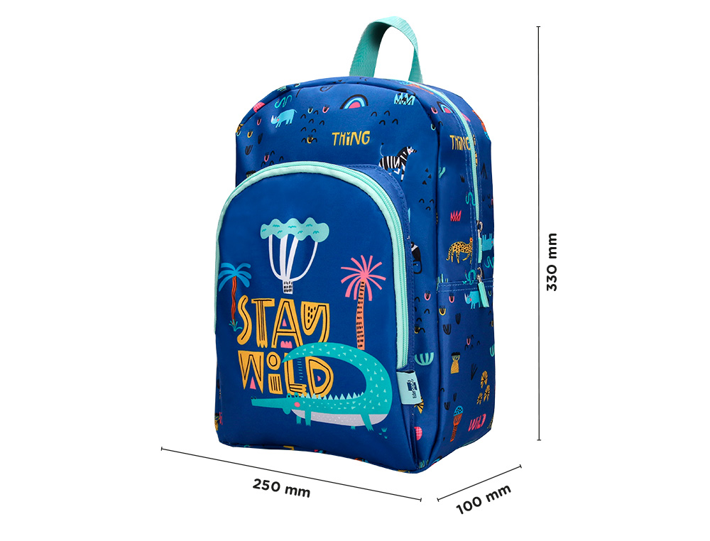 SAC A DOS LIDERPAPEL BABY SAFARI MOTIF COCODRILE        330X100X250MM COLORIS BLEU