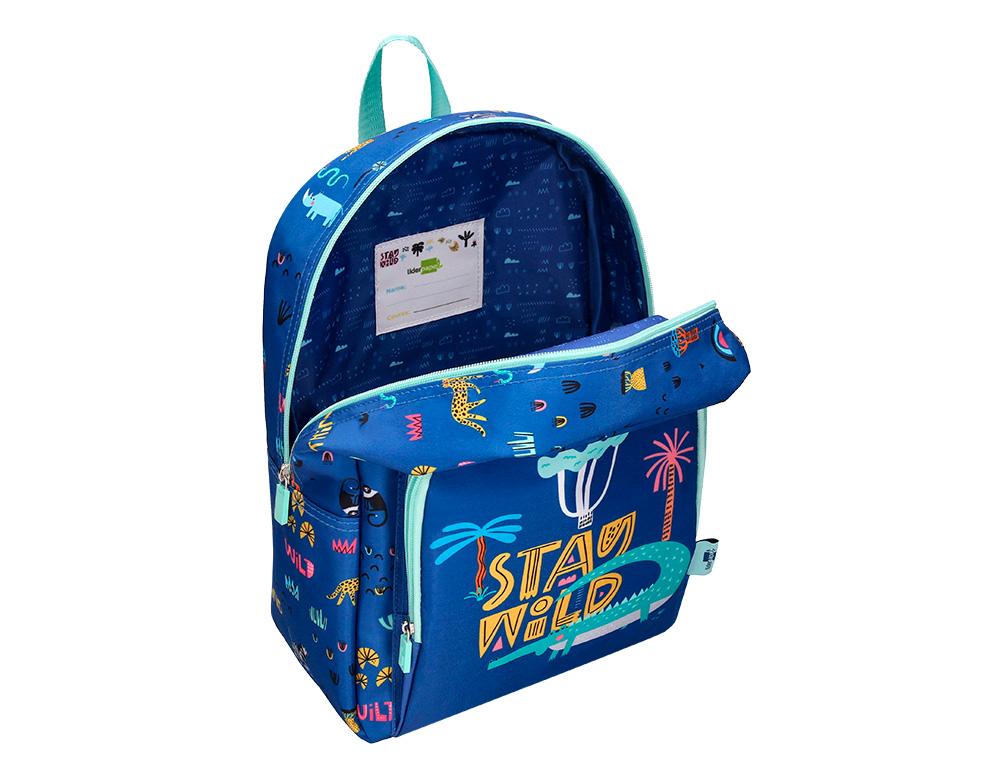 SAC A DOS LIDERPAPEL BABY SAFARI MOTIF COCODRILE        330X100X250MM COLORIS BLEU