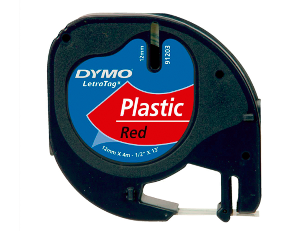 RUBAN TITREUSE DYMO LETRATAG SUPPORT POLYESTER 12X4MM COLORIS IMPRESSION NOIR/ROUGE