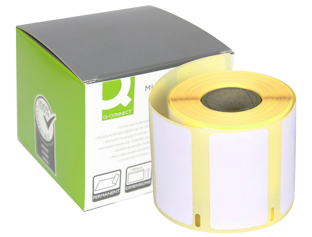 ÉTIQUETTE ADHÉSIVE Q-CONNECT 38X190MM COMPATIBLE DYMO 99018 BOÎTE 110 UNITÉS