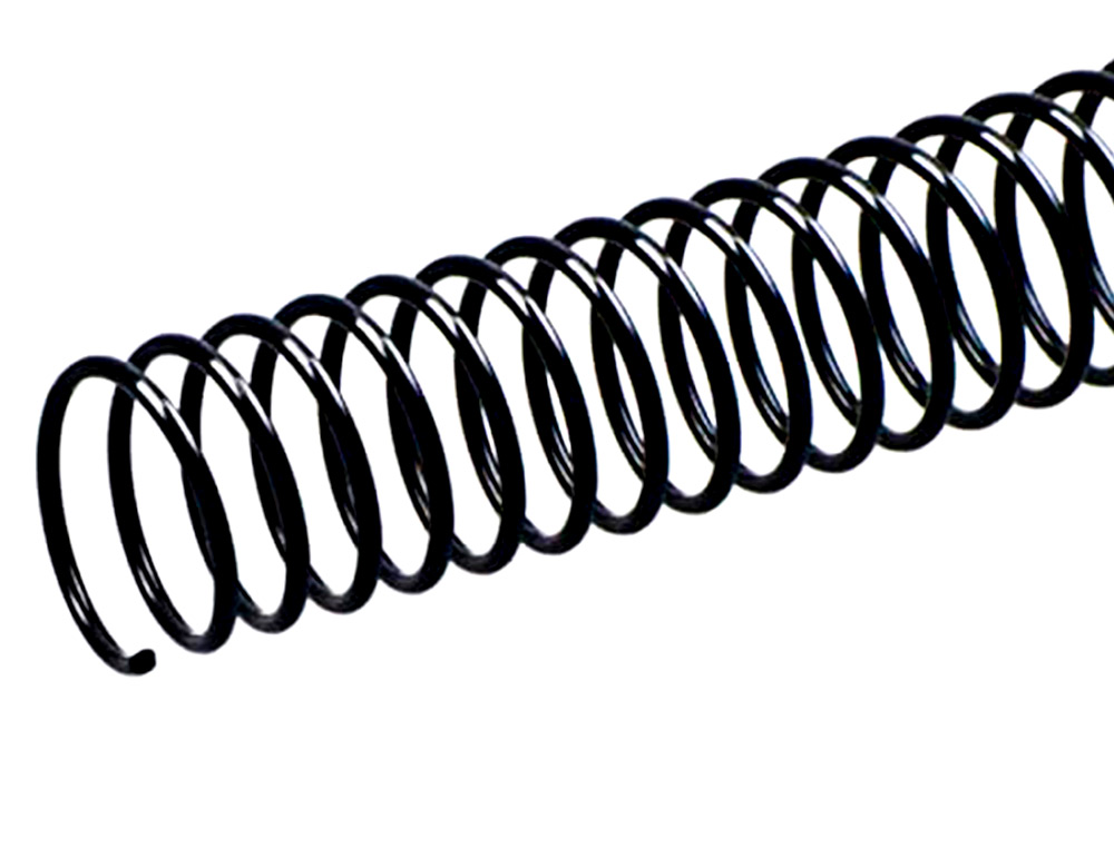 SPIRALE Q-CONNECT MÉTALLIQUE RELIEUR PAS 5:1 140F CALIBRE 1.2MM DIAMÈTRE 18MM COLORIS NOIR BOÎTE 100 UNITÉS