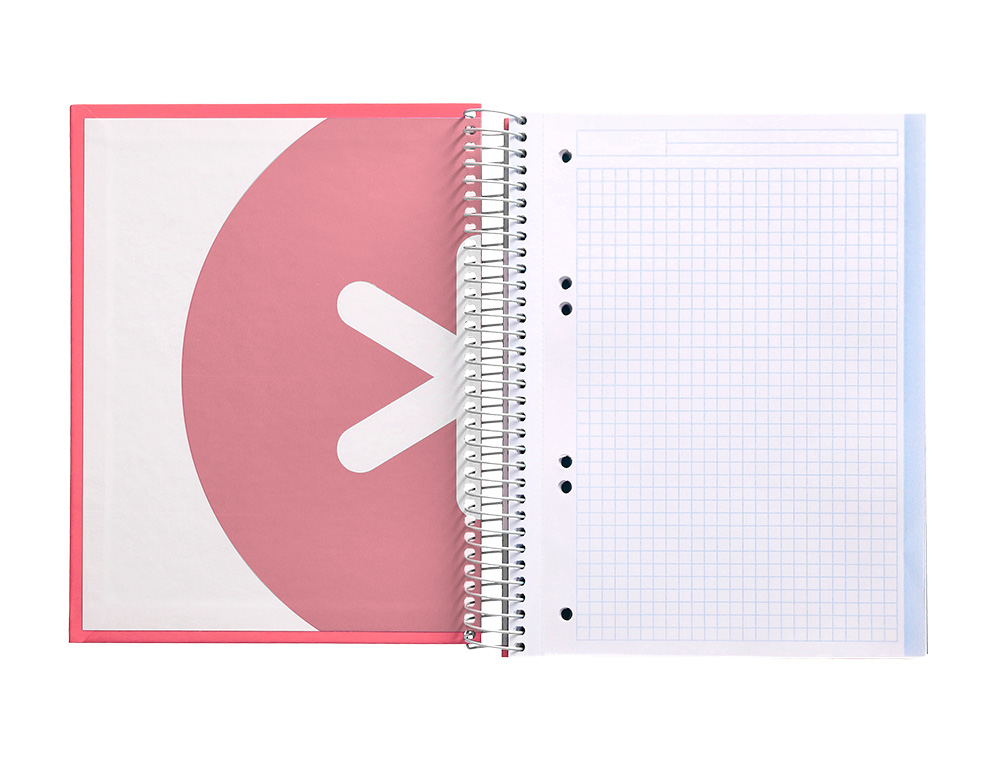 CAHIER SPIRALE ANTARTIK A5 240P 90G REMBORDE QUADRILLAGE 5MM MICROPERFORE 5 BANDES 6 TROUS COLORIS CORAIL