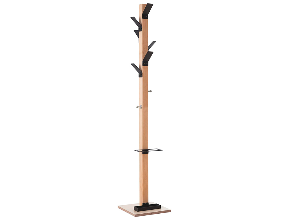 PORTE-MANTEAUX PAPERFLOW EASYCLOTH AVEC BASE 8 PATÈRES POLYSTYRÈNE ACIER CHROMÉ HAUTEUR 180CM + PORTE-PARAPLUIES NOIR