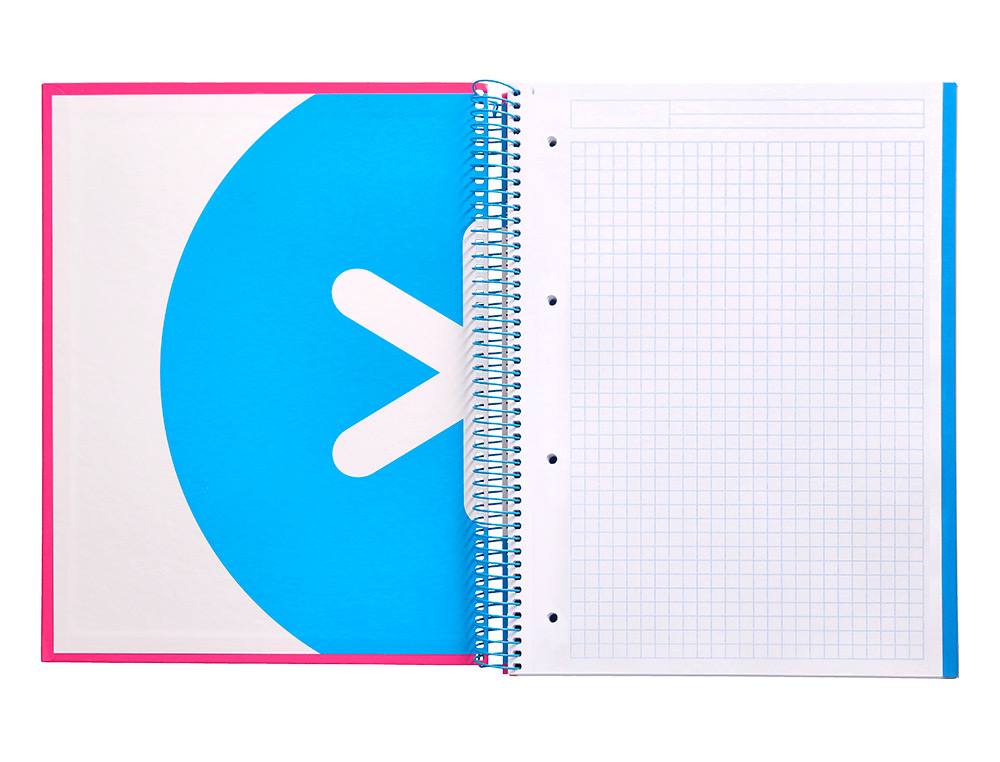 CAHIER SPIRALE ANTARTIK A4 240P 90G COUVERTURE REMBORDEE QUADRILLAGE 5MM 4 TROUS       COIL-LOCK COLORIS ROSE FLUO