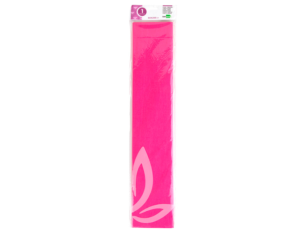 PAPIER CRÉPON LIDERPAPEL 34G/M2 50CMX2.5M UNICOLORE ROSE FLUORESCENT