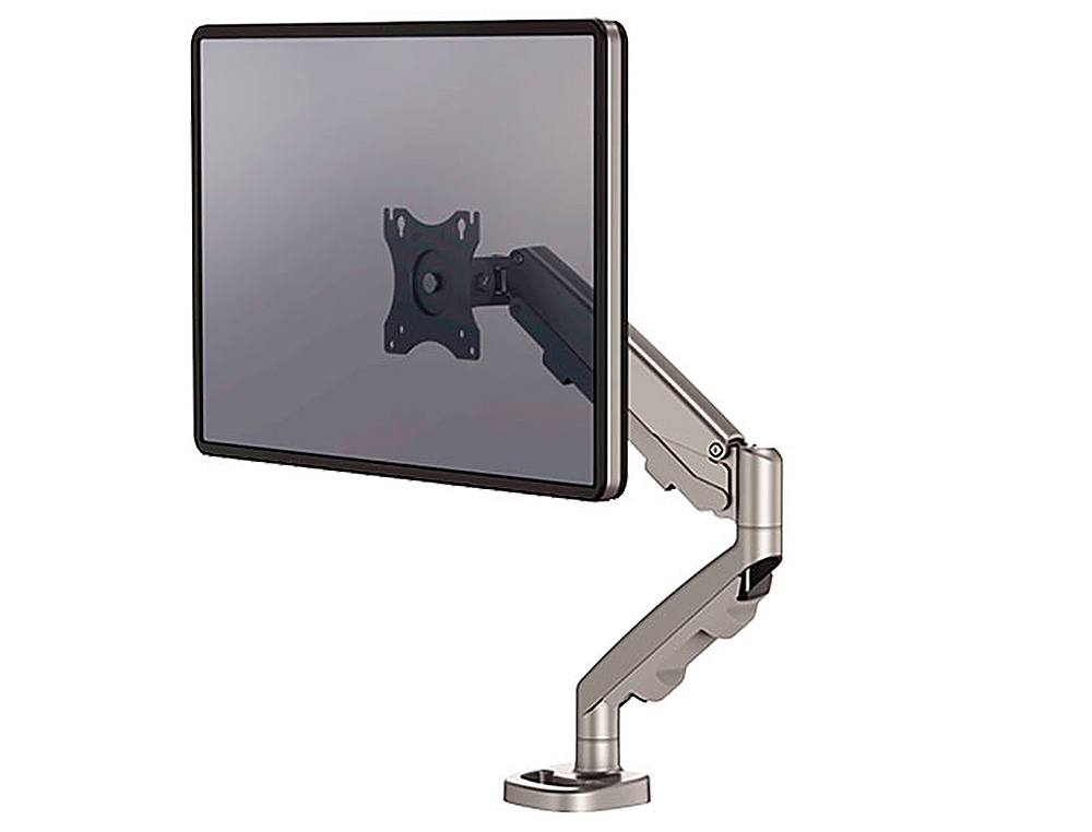 BRAS ARTICULÉ SIMPLE FELLOWES POUR ÉCRAN RESSORT À GAZ SYSTÈME PASSE-CÂBLES INTÉGRÉ SUPPORTE JUSQU'A 8KG COLORIS GRIS