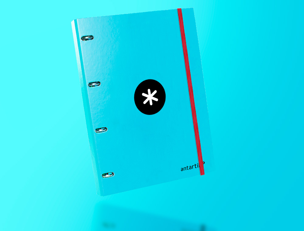 CLASSEUR ANTARTIK 4 ANNEAUX RONDS 25MM A4 CARTON REMBORDÉ FEUILLETS MOBILES QUADRILLAGE 5MM COLORIS TURQUOISE