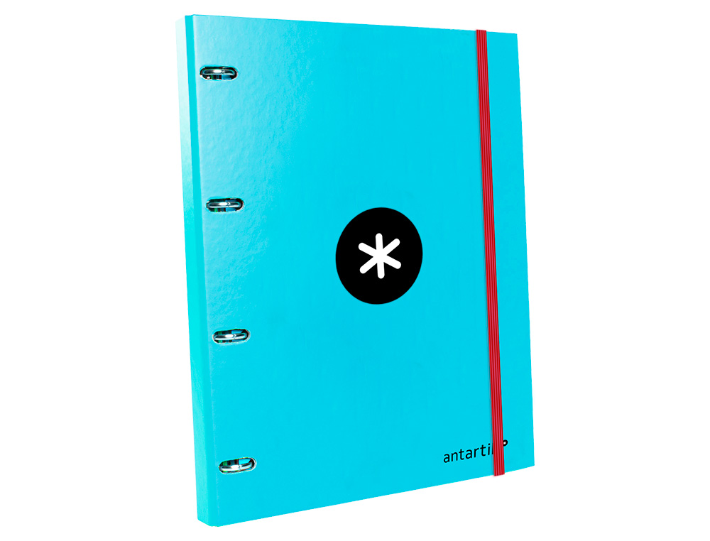 CLASSEUR ANTARTIK 4 ANNEAUX RONDS 25MM A4 CARTON REMBORDÉ FEUILLETS MOBILES QUADRILLAGE 5MM COLORIS TURQUOISE