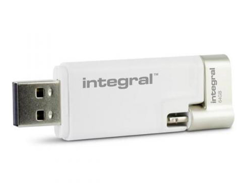 CLE USB INTEGRAL ISHUTTLE 3.0 64GB DOUBLE CONNECTIQUE PORT  LIGHTNING IOS/PORT USB PC/MAC