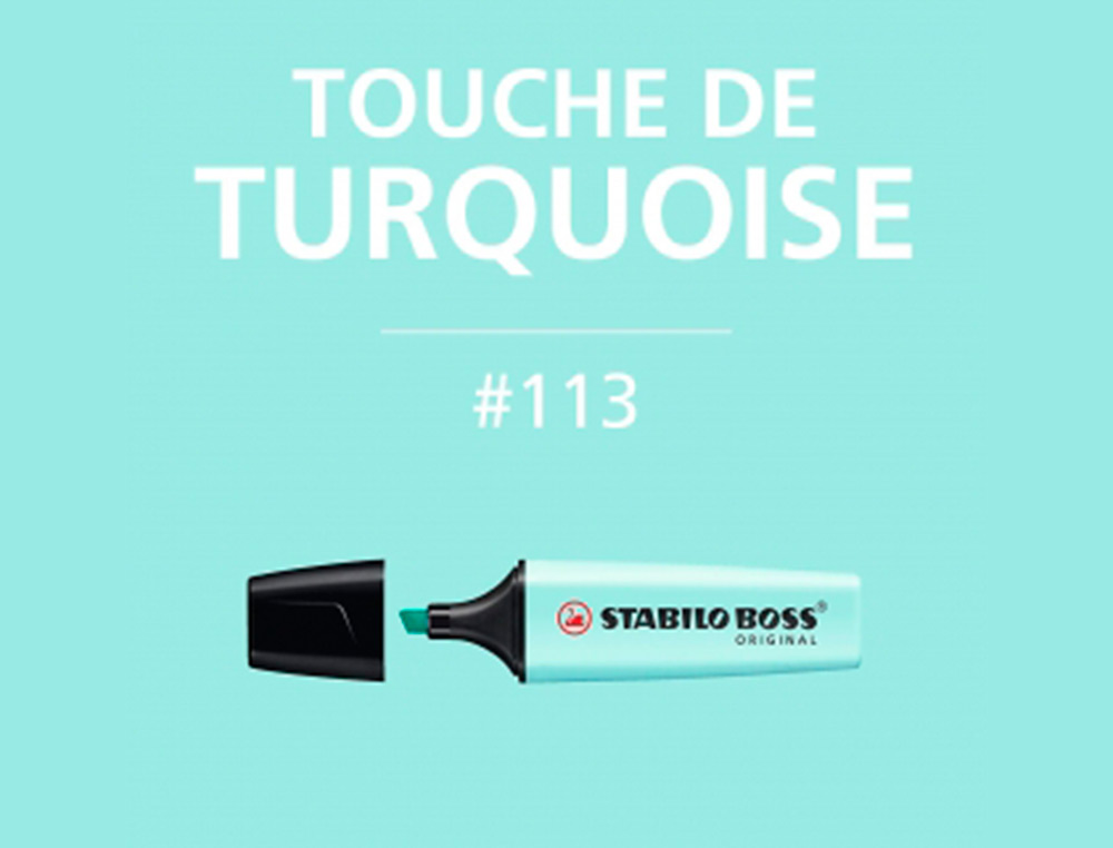 SURLIGNEUR STABILO BOSS PASTEL TRACÉ 2/5MM POINTE BISEAUTÉE ENCRE BASE EAU RÉSISTANTE LUMIÈRE TOUCHE TURQUOISE
