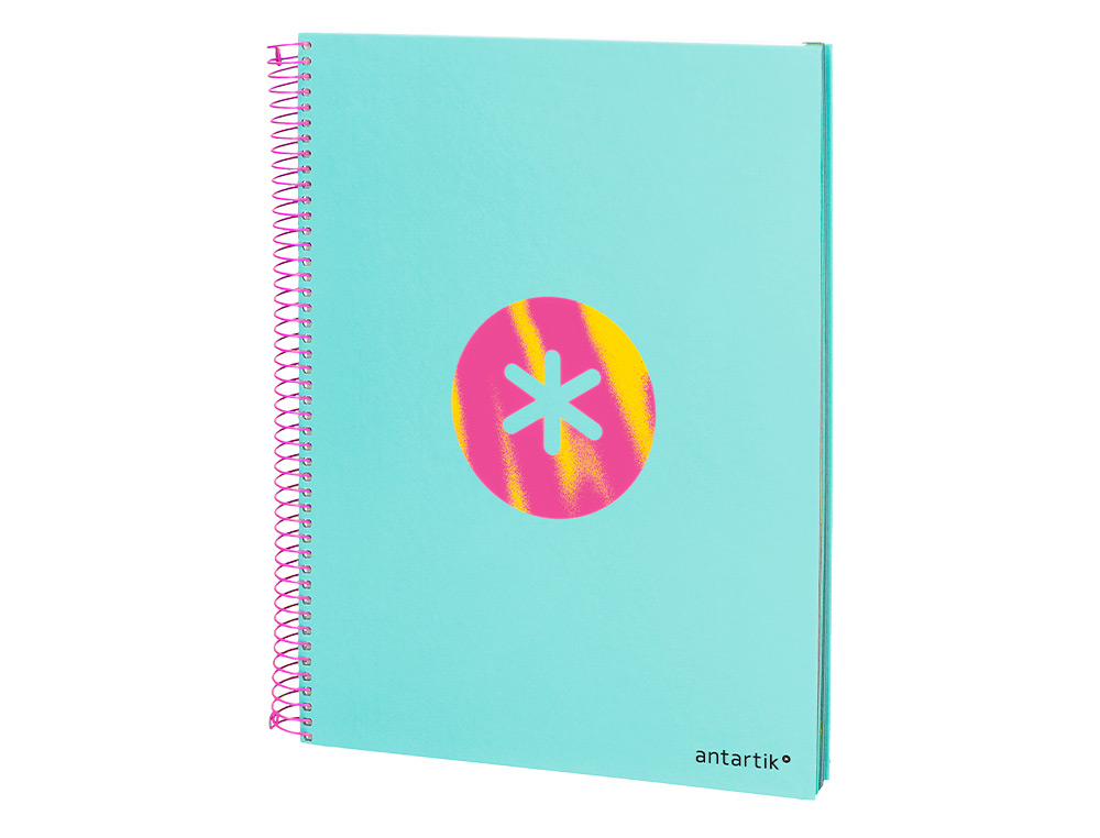 CAHIER SPIRALE ANTARTIK A4 120F 100G REMBORDE 5X5MM      MICRO-PERF 5 BANDES 4 TROUS   TRENDING 2020 TURQUOISE
