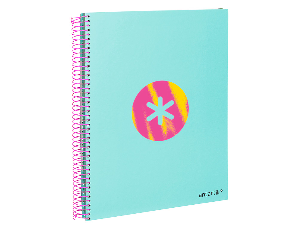 CAHIER SPIRALE ANTARTIK A4 120F 100G REMBORDE 5X5MM      MICRO-PERF 5 BANDES 4 TROUS   TRENDING 2020 TURQUOISE