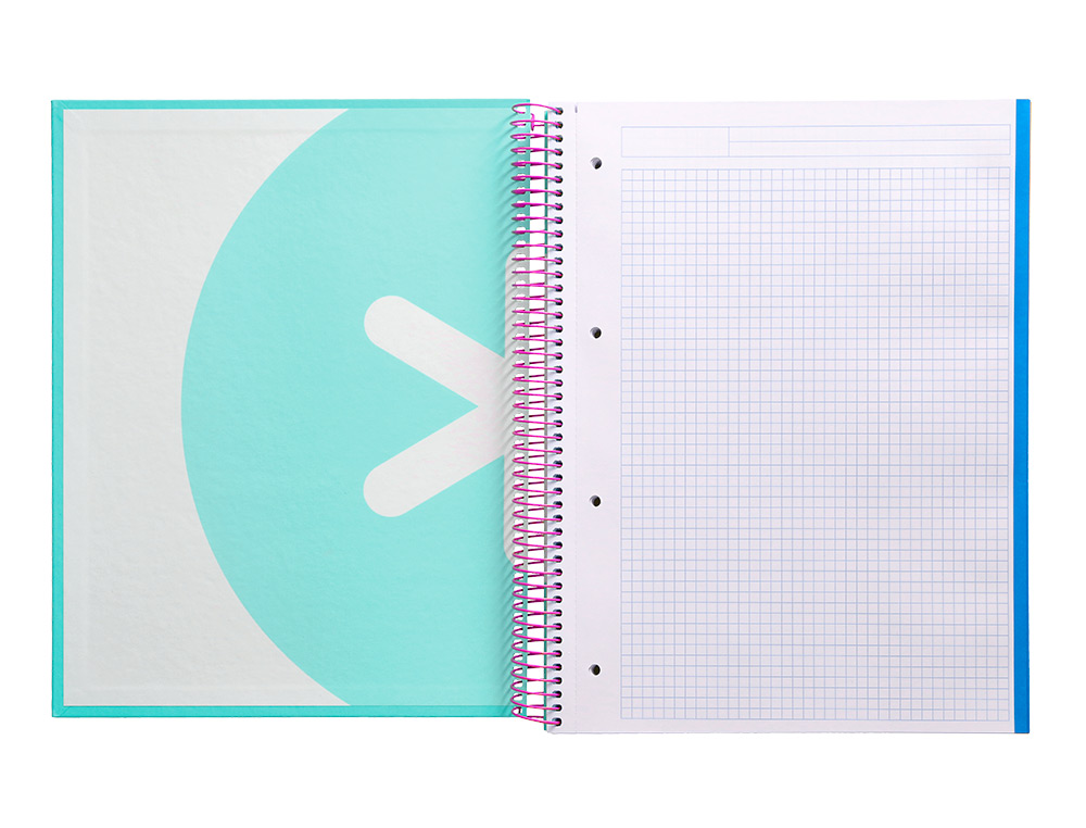 CAHIER SPIRALE ANTARTIK A4 120F 100G REMBORDE 5X5MM      MICRO-PERF 5 BANDES 4 TROUS   TRENDING 2020 TURQUOISE