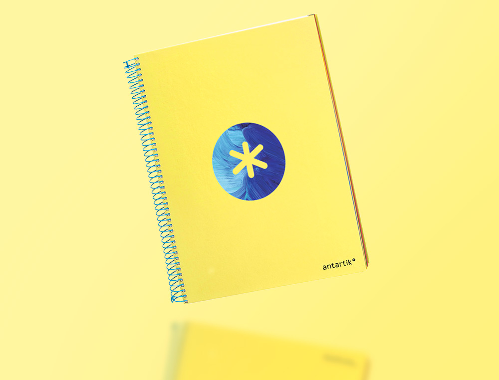 CAHIER SPIRALE ANTARTIK A4 120F 100G REMBORDE 5X5MM      MICRO-PERF 5 BANDES 4 TROUS   TRENDING 2020 JAUNE