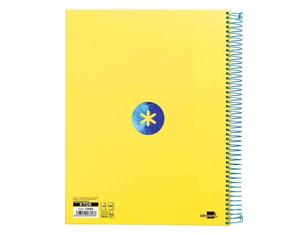 CAHIER SPIRALE ANTARTIK A4 120F 100G REMBORDE 5X5MM      MICRO-PERF 5 BANDES 4 TROUS   TRENDING 2020 JAUNE