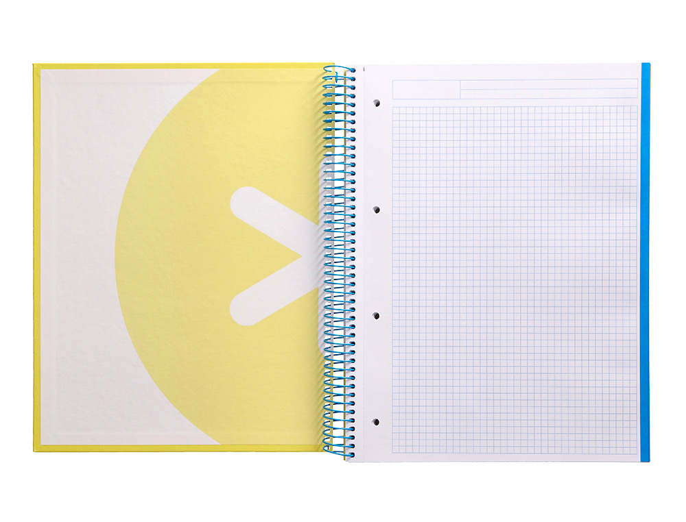 CAHIER SPIRALE ANTARTIK A4 120F 100G REMBORDE 5X5MM      MICRO-PERF 5 BANDES 4 TROUS   TRENDING 2020 JAUNE