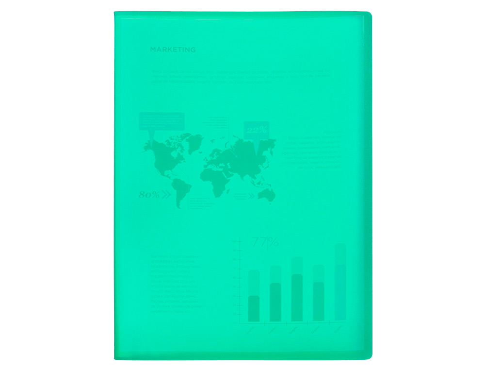 PROTEGE-DOCUMENTS LIDERPAPEL POLYPROPYLENE COUVERTURE FLEXIBLE 30 POCHETTES FIXES A4 210X297MM VERT TRANSLUCIDE