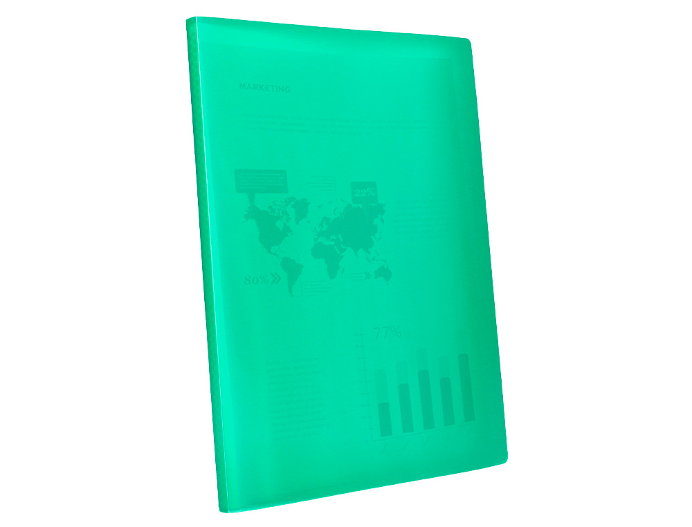 PROTEGE-DOCUMENTS LIDERPAPEL POLYPROPYLENE COUVERTURE FLEXIBLE 30 POCHETTES FIXES A4 210X297MM VERT TRANSLUCIDE