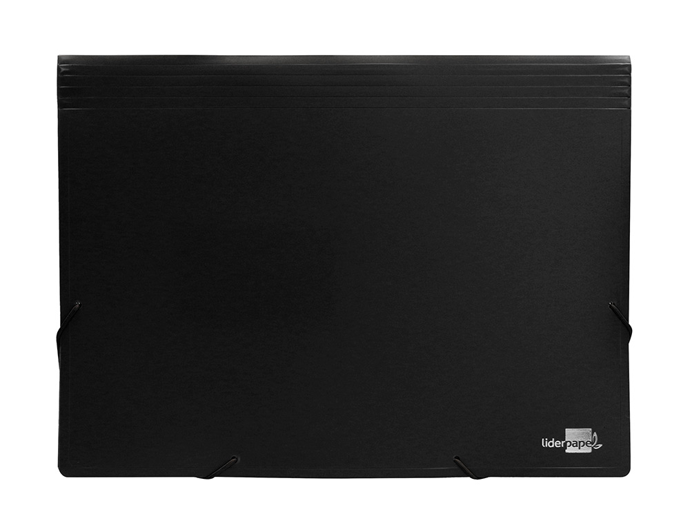 TRIEUR LIDERPAPEL POLYPROPYLENE A4 210X297 MM 700 MICRONS   13 COMPARTIMENTS FERMETURE    ELASTIQUE COLORIS NOIR OPAQUE