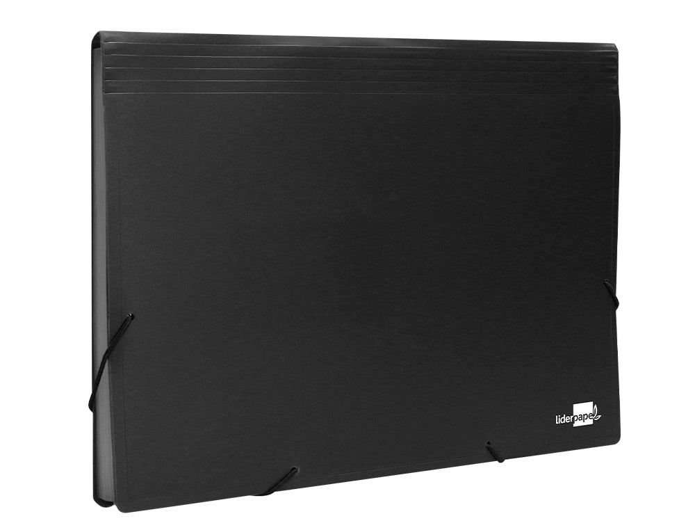 TRIEUR LIDERPAPEL POLYPROPYLENE A4 210X297 MM 700 MICRONS   13 COMPARTIMENTS FERMETURE    ELASTIQUE COLORIS NOIR OPAQUE