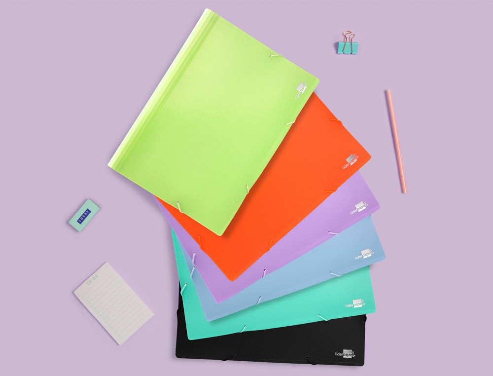 TRIEUR LIDERPAPEL POLYPROPYLENE A4 210X297 MM 700 MICRONS   13 COMPARTIMENTS FERMETURE    ELASTIQUE COLORIS NOIR OPAQUE