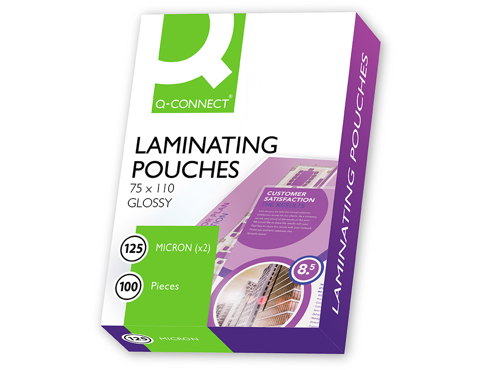 POCHETTE PLASTIFICATION Q-CONNECT À CHAUD ÉCONOMIQUE FORMAT 110X75MM 125 MICRONS BOÎTE 100 UNITÉS