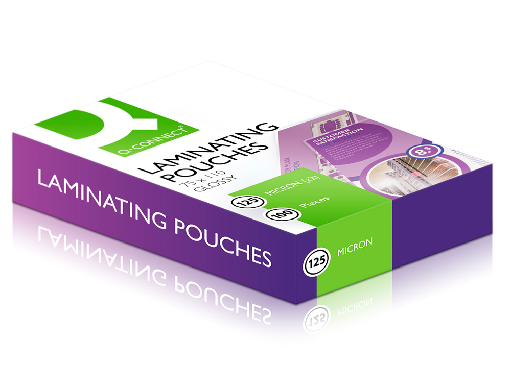POCHETTE PLASTIFICATION Q-CONNECT À CHAUD ÉCONOMIQUE FORMAT 110X75MM 125 MICRONS BOÎTE 100 UNITÉS