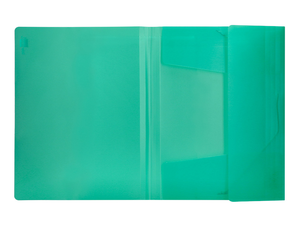 CHEMISE LIDERPAPEL POLYPROPYLÈNE DOS FLEXIBLE A4 210X297MM 4/10E 3 RABATS ÉLASTIQUE 100F COLORIS VERT TRANSLUCIDE