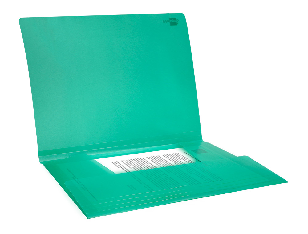 CHEMISE LIDERPAPEL POLYPROPYLÈNE DOS FLEXIBLE A4 210X297MM 4/10E 3 RABATS ÉLASTIQUE 100F COLORIS VERT TRANSLUCIDE