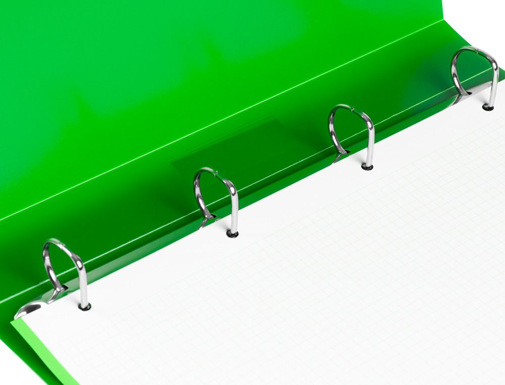 CLASSEUR LIDERPAPEL 4 ANNEAUX 25MM A4 260X315MM POLYPROPYLÈNE DOS 40MM PORTE-CARTES VISITE COLORIS VERT TRANSLUCIDE