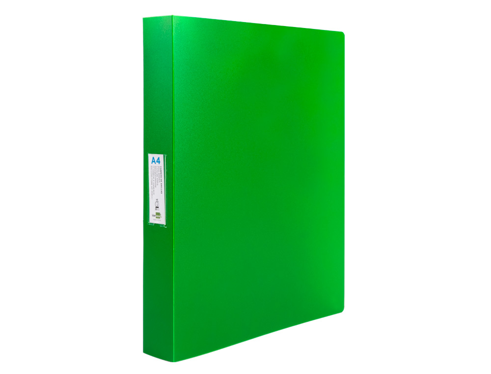 CLASSEUR LIDERPAPEL 4 ANNEAUX 25MM A4 260X315MM POLYPROPYLÈNE DOS 40MM PORTE-CARTES VISITE COLORIS VERT TRANSLUCIDE