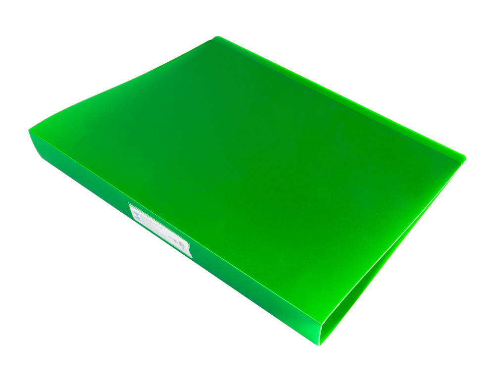 CLASSEUR LIDERPAPEL 4 ANNEAUX 25MM A4 260X315MM POLYPROPYLÈNE DOS 40MM PORTE-CARTES VISITE COLORIS VERT TRANSLUCIDE