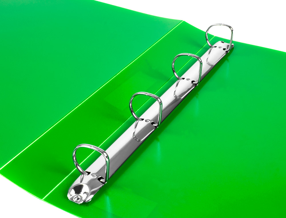 CLASSEUR LIDERPAPEL 4 ANNEAUX 25MM A4 260X315MM POLYPROPYLÈNE DOS 40MM PORTE-CARTES VISITE COLORIS VERT TRANSLUCIDE