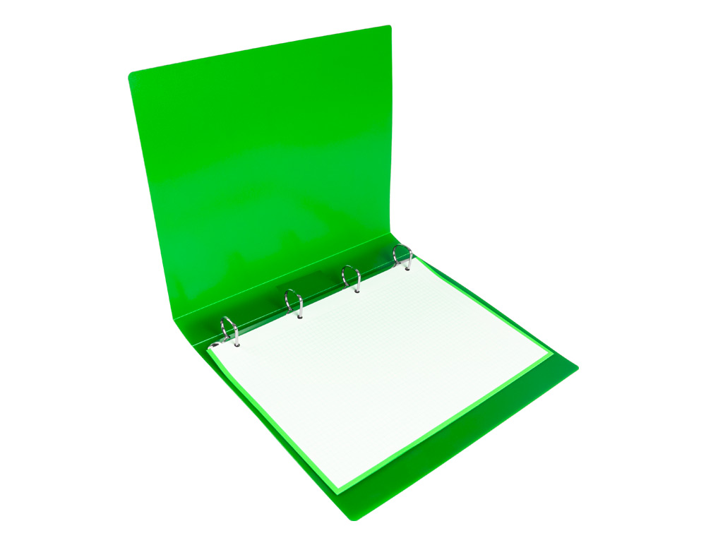 CLASSEUR LIDERPAPEL 4 ANNEAUX 25MM A4 260X315MM POLYPROPYLÈNE DOS 40MM PORTE-CARTES VISITE COLORIS VERT TRANSLUCIDE